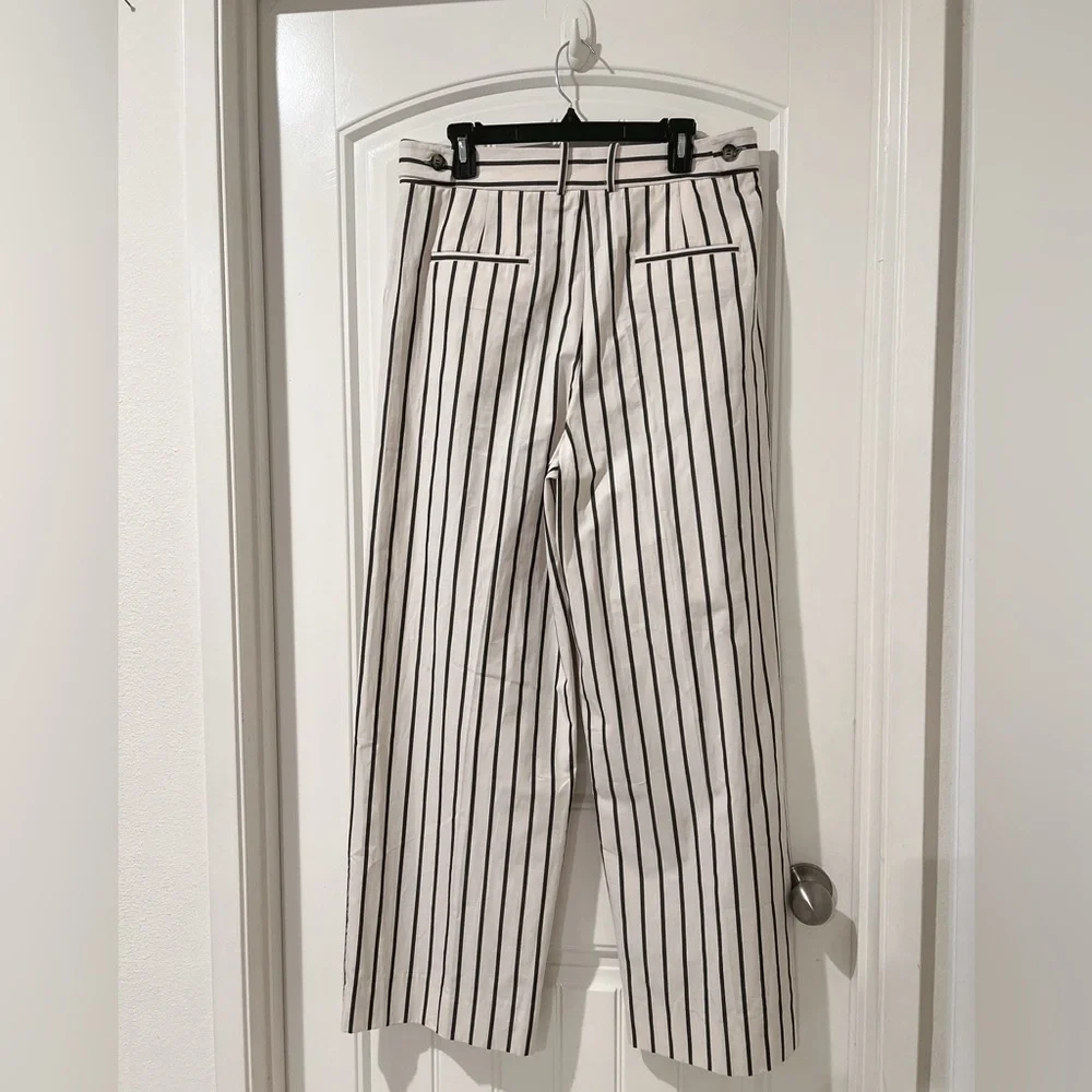 ZARA Striped Women's Pleated Linen Pants Size Large NWT